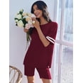 thumbnail image 3 of EKOUAER Lounge Sets for Women Casual Short Sleeve Round Neck T-Shirts Tops Biker Shorts Pajama Set Comfy Pjs Outfits, 3 of 6