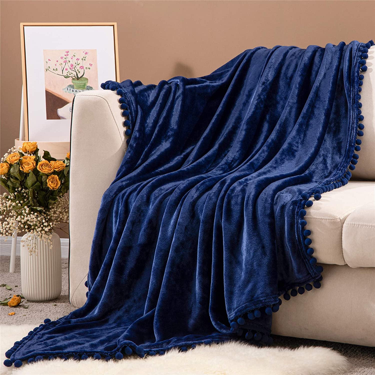 Lightweight Throw for Bed Chair Green and Blue Ocean Wave Line Couch Sofa Shine-Home Flannel Fleece Blanket Super Soft Cozy Luxury Fleece Blanket for All Season 50x80