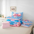 thumbnail image 5 of Homewish Cartoon Princess Bowknot Twin Bedding Sets 7-Piece for Kids, Blue Pink Checkered Plaid Bedding Comforter Set, Kawaii Ribbon Reversible Sheet Sets, Super Cozy Room Decor, 5 of 7