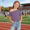 thumbnail image 6 of Piuwrlz Summer Short T Shirts for Girls Short Tops Crew Neck T-Shirts Purple Size 13 Years, 6 of 10