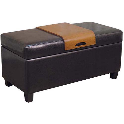 William Storage Bench and Ottoman with Wood Panel Handle, Bicast