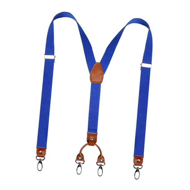 Tirantes de moda para hombre con mosquetones para fiestas de disfraces, eventos formales y bodas. Azul