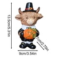 thumbnail image 3 of SUYOLL Halloween Resin Desktop Ornament Cow Figurine Witch Hat Cow Statue Holding Pumpkin Resin Tabletop For Fall Shelf Mantel Decoration, 3 of 4