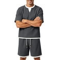 thumbnail image 2 of hotojiny Men's Two Piece Shorts Sets Summer Sweatsuits Casual Comfy Jogging Active Sets Stylish Color Block Matching Outfit(Dark Gray,4X-Large), 2 of 6