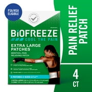 Biofreeze Overnight XL Back Pain Relief Patches, for Back Knee Muscle Joint and Arthritis Pain, 4ct Menthol