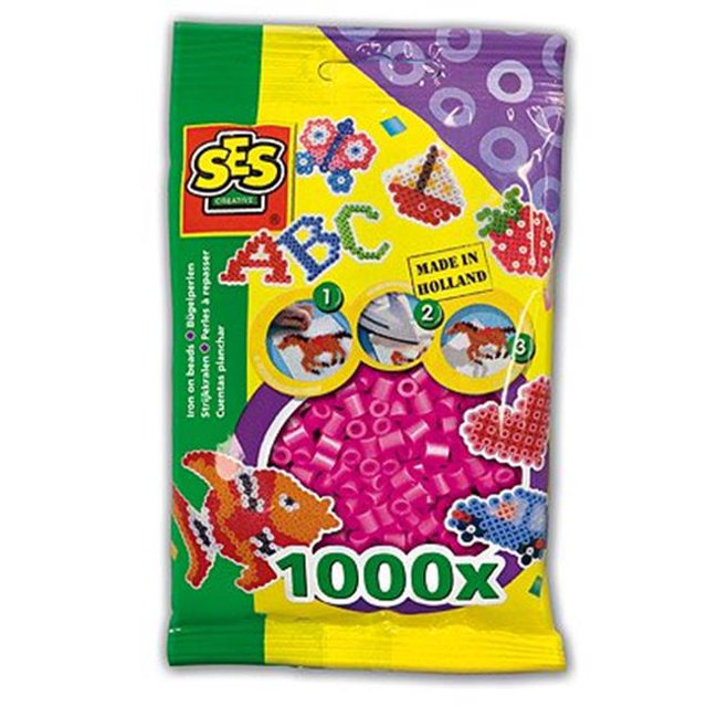 SES Creative Iron On Beads Neon Pink 1000-Pack