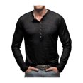 thumbnail image 1 of SUNSIOM Men's Spring Autumn Casual T-shirt Solid Color Long Sleeve Crewneck Button Up Tops, 1 of 5