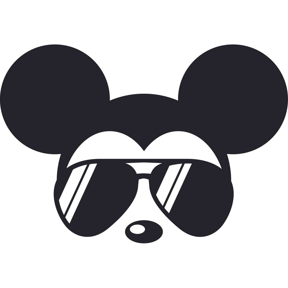 Mickey Mouse Sunglasses Cartoon Design Customized Name Wall Decal