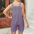 thumbnail image 4 of Lenpel Rompers for Women Sleeveless Scoop Neck Tie Knot Strap Striped Casual Jumpsuits Loose Overall Shorts with Pockets, 4 of 5