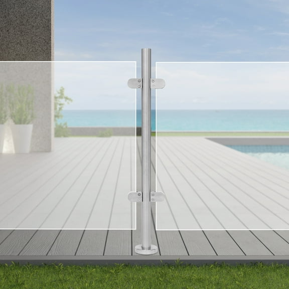 110cm 304 Stainless Steel with 60kg Load-bearing Capacity Glass Railing Post Glass Balustrade Railing End Post and Handrail Pole Fencing