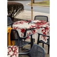 thumbnail image 4 of Outdoor Tablecloth with Umbrella Hole and Zipper, Red Flowers Square Table Cloth 54x54 Inch Waterproof Tablecloth, Chinese Plum Blossoms Traditional Ink Painting Picnic Table Cover for Patio Camping, 4 of 7