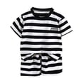 thumbnail image 3 of WOYY Toddler Boys Casual Striped Outfits Breathable Short Sleeved T Shirt Shorts Set, Sizes 4-5T, 3 of 3