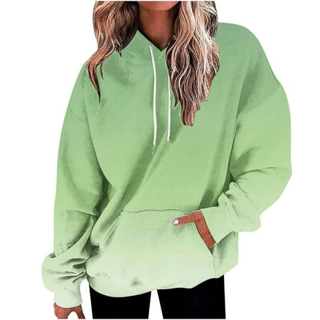 Women s Tie Dye Hoodies Oversized Hoody Pullover with Pocket Casual Loose Fit Hooded Sweatshirt Long Sleeve Tops Fall Winter Hoodie Trendy Fashion Drawstring Pullovers #12 Green XXL