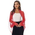 thumbnail image 4 of CHICTRY Womens Summer Sheer Chiffon Beach Shawl Bolero Long Sleeve Cardigan Bikini Cover Ups Watermelon Red One Size, 4 of 7