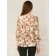 thumbnail image 5 of Allegra K Blusa floral de manga 3/4 con volantes y cuello en V informal para mujer Beige M, 5 of 6