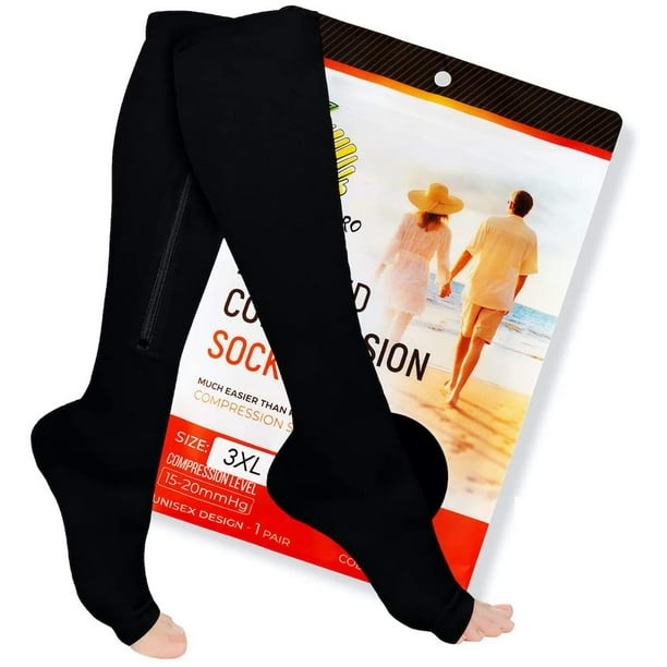 Zipper Compression Socks \u2013 1 Pair Open Toe 20-30 mmHg Multipurpose for  Running Sports, Home and Medical Use - Unisex 