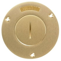 Hubbell Wiring Systems S2925 Brass Round Floor Box Single Receptacle Single Service Cover, 3-7/8" Diameter, 2-1/8" Opening CA2