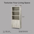 thumbnail image 3 of OAKHAM 5 Shelf Bookcases with Doors, 71" Tall Bookshelf with Storage Cabinets, Gray Oak, 3 of 8