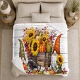 thumbnail image 5 of Autumn Cart Gnomes Sunflowers Rustic Farmhouse, Cozy Friendship Quote Scene, Warm Flannel Blanket for Ranch House and Living Room, Art Lovers Thanksgiving Gift, Artistic Home Decor, 5 of 9