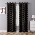 thumbnail image 2 of Zahari Home Compton Foil Print Polyester Top Grommet Blackout Window Curtain Drapes for Living Room Bedroom Decor, 52"x84", Single Panel, Black, 2 of 4