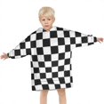 thumbnail image 3 of Black and White Checkered Pattern Blanket Hoodies for Kids 6-13YR Oversize Wearable Blanket Hoodies for Boys Girls Teens, 3 of 7