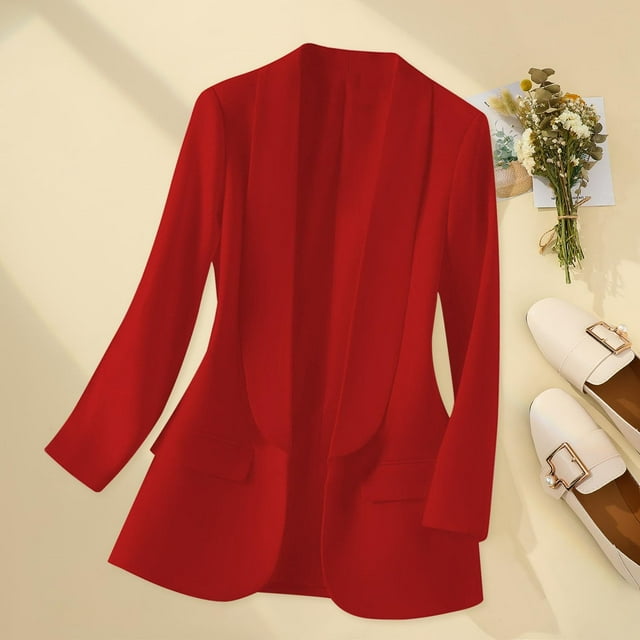 Soki Blazer Veste à Manches Longues Col Châle Ouvert devant Blazers Formels avec Poche Intérieure pour Femmes