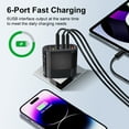 thumbnail image 4 of 65W USB Charger 6 Port PD Type C Fast Charging Adapter For iPhone 13 14 15 Samsung Xiaomi Huawei Mobile Phone Wall Quick Charger White EU Plug, 4 of 6