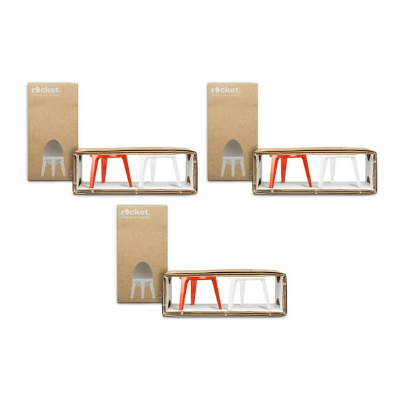 Brainstream Rocket Tripod Egg Cup (Red and White, 3-Pack)