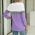 thumbnail image 4 of Endives Women's Long Sleeve T-shirt V Neck Tops Color Block/Solid Shirts Basic Summer Tees Womens Long Sleeve Tops, 4 of 7