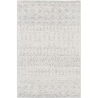 Elaziz ELZ-2308 4' Square Rug in Light Gray/Medium Gray/White