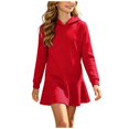 thumbnail image 3 of YOUYEDIAN Solid Color Hoodie Dress for Girls Casual Fashion Long Sleeve Hooded Mini Dress, 3 of 4
