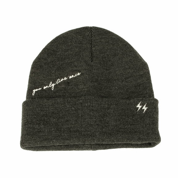 WITHMOONS Knitted Beanie Hat You Only Live Once Watch Cap CR51101 (Charcoal)