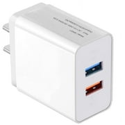 USB Charger, 5V Dual 2-Port 2.1 Amp Wall Charger USB Plug Charger Wall Plug Power Adapter Fast Charging Cube Compatible with Apple iPhone, iPad, Samsung Galaxy, Note, HTC, LG & More (White)