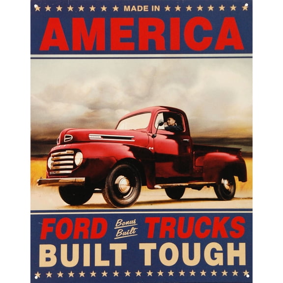 Ford Trucks Built Tough Retro Vintage Tin Sign Tin Sign - 12.5x16