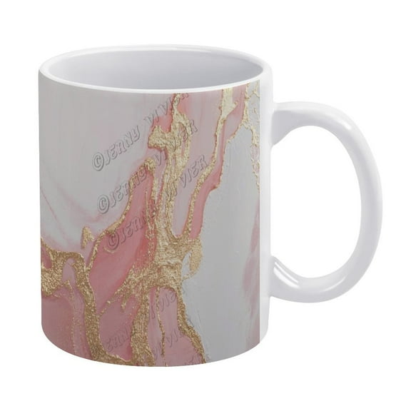 11 Oz Pink and Gold Marble Coffee Mug - Funny Porcelain Cup for Mom and Dad, Ideal for Any Occasion
