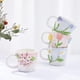 thumbnail image 3 of Taza de café con flores en 3D, taza de cerámica con girasol colorido, 12 oz Bonitas tazas hechas a mano, cumpleaños de Navidad (flor colorida) blanco y rosa, 3 of 5