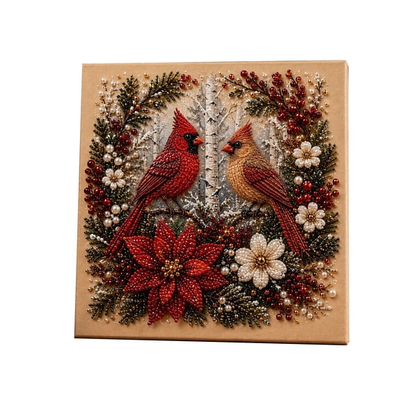 Luxury Bird Pearl Art DIY Kit,DIY Pearl Art Painting Kit for Adults, Elegant Birds and Flower Diamond Painting Kit with Frame, DIY Wall Decor Craft Kit for Home Decoration Redbird