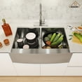 thumbnail image 5 of CASAINC 33 in. Farmhouse/Apron-Front Double Bowl 18 Gauge Brushed Stainless Steel Kitchen Sink with Bottom Grid and Strainer, 5 of 9