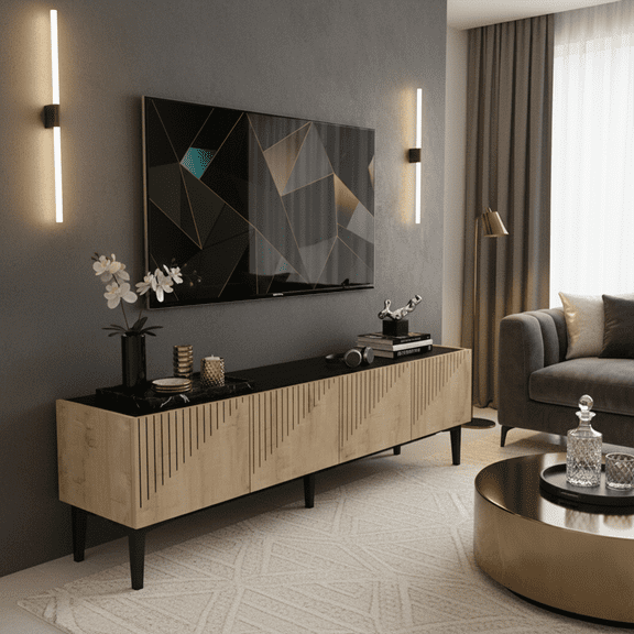 4 Compartments TV Stand For Tvs Up To 49''