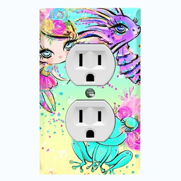 Metal Light Switch Plate Cover Unicorn Fairy Cartoon Fantasy Dragon FRY006