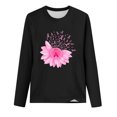 thumbnail image 3 of WREESH Breast Cancer Awareness T-Shirts For Women Casual Pink Ribbon Graphic Tees Basic Long Sleeve Crewneck Pullover Fall Trendy Loose Fit Tops Black B, 3 of 3