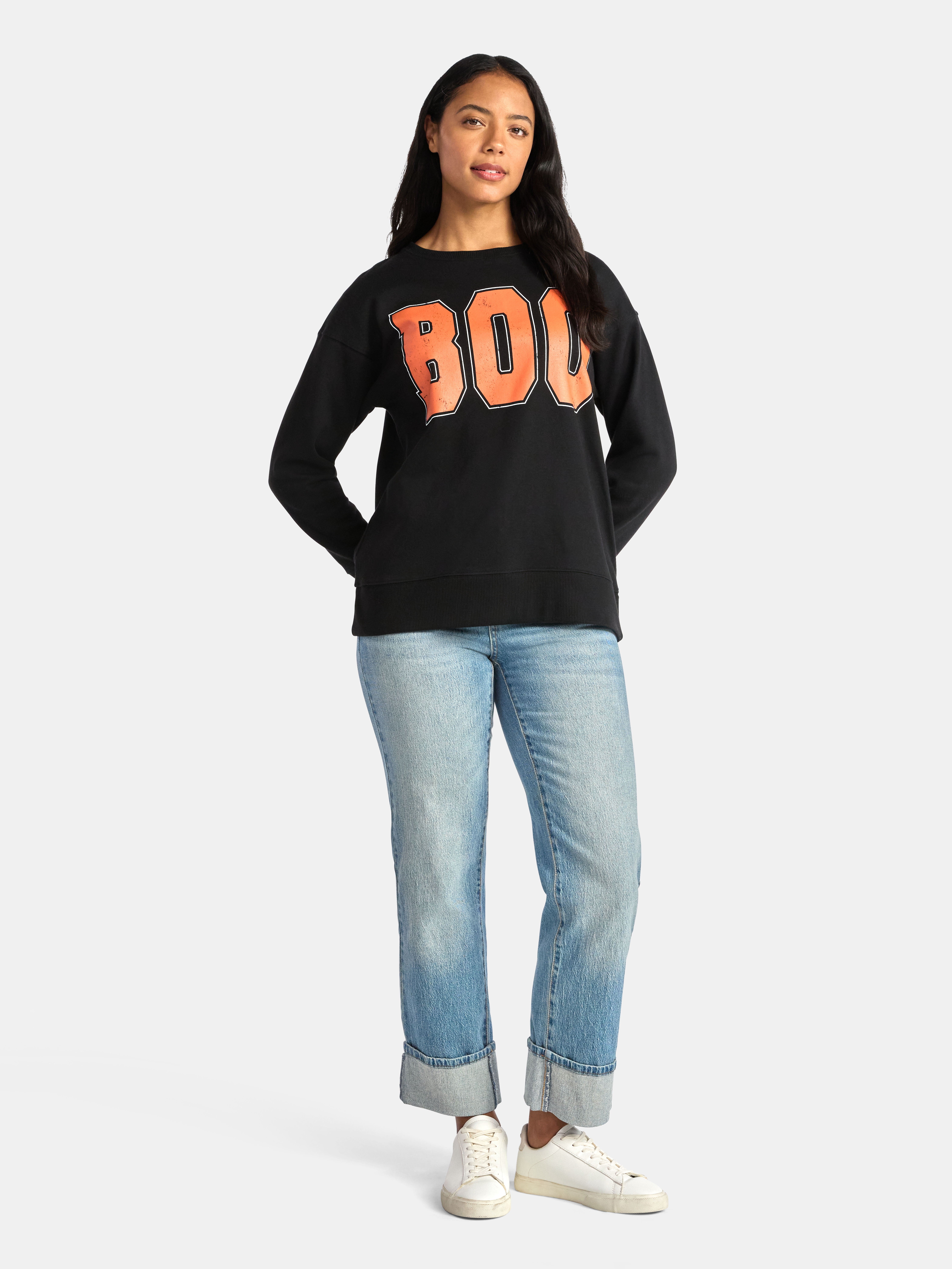 Women's Halloween Boo Graphic Fleece Sweatshirt from Way to Celebrate, Sizes S-XXXL