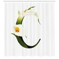 thumbnail image 3 of Ambesonne Letter C Shower Curtain, Calla Lilly Flower, 69"Wx84"L, Green Pale Orange Black, 3 of 3