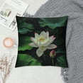 thumbnail image 2 of JRXY  Throw Pillow Cover Lotus Flowers Watercolor Summer Floral Blossom Botanical Green Leaves Plant Garden Decor Lumbar Pillow Case Cushion for Sofa Couch Bed Standard Queen Size White, 2 of 5