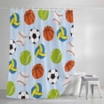 thumbnail image 4 of Blue Balls Shower Curtain Set, Waterproof Shower Curtains for Bathroom, Baseball Tennis Basketball Football Washable Fabric Cloth Bath Curtain for Bathtub Decoration with Hooks 48x72 Inches, 4 of 9