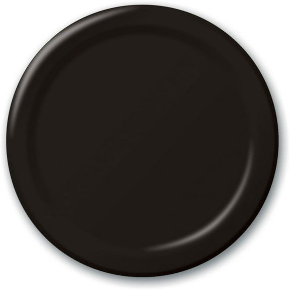 24 Plates 10.25" Paper Dinner Lunch Plates Wax Coated - Black