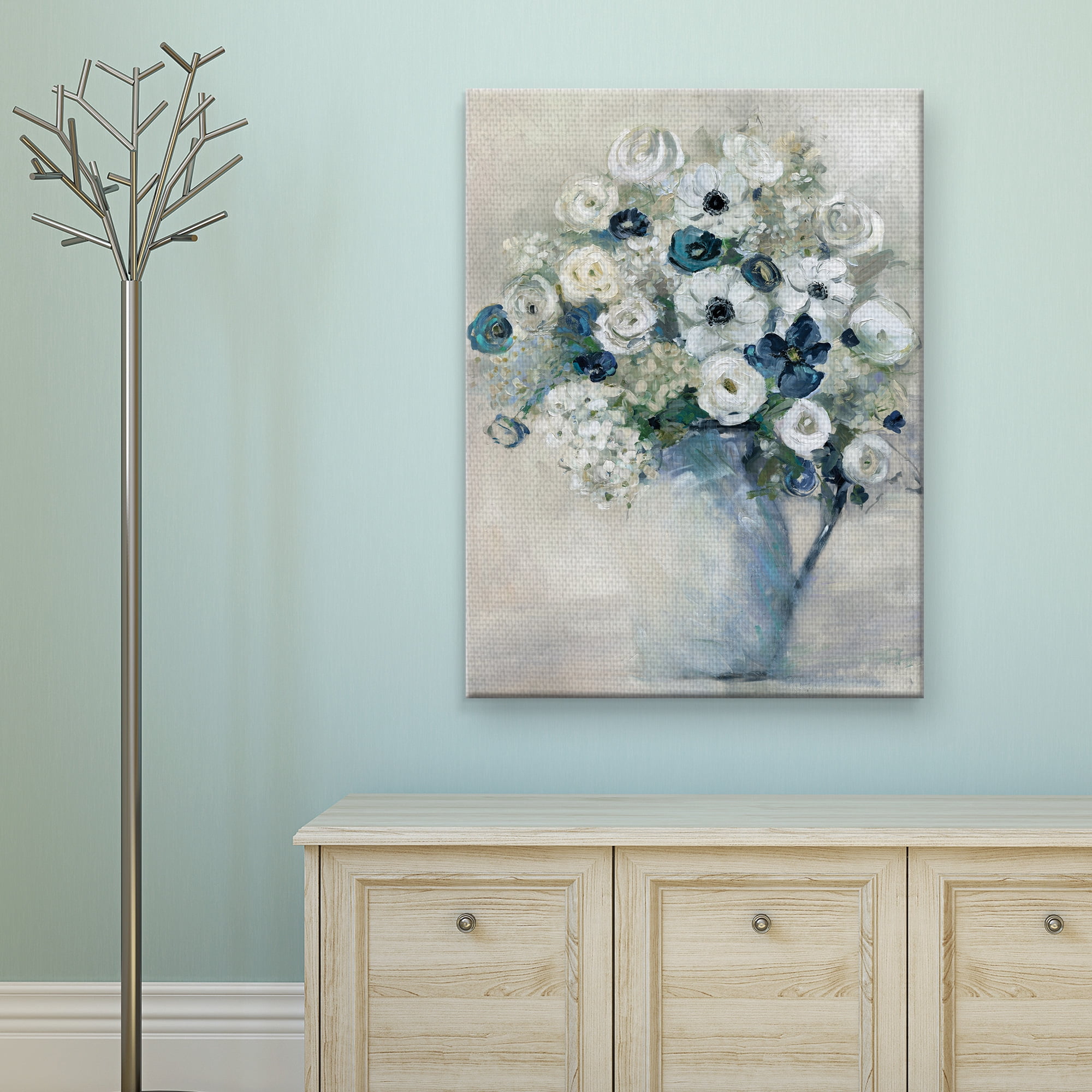 Masterpiece Art Gallery Anemone And Blue Bouqet By Sally Swatland Canvas Art Print 30" x 40"