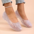 thumbnail image 5 of Women's Jelly Mesh Flats Breathable Clear Hollow Shoes Summer Beach Jellies Ballet Sandals White 7, 5 of 7