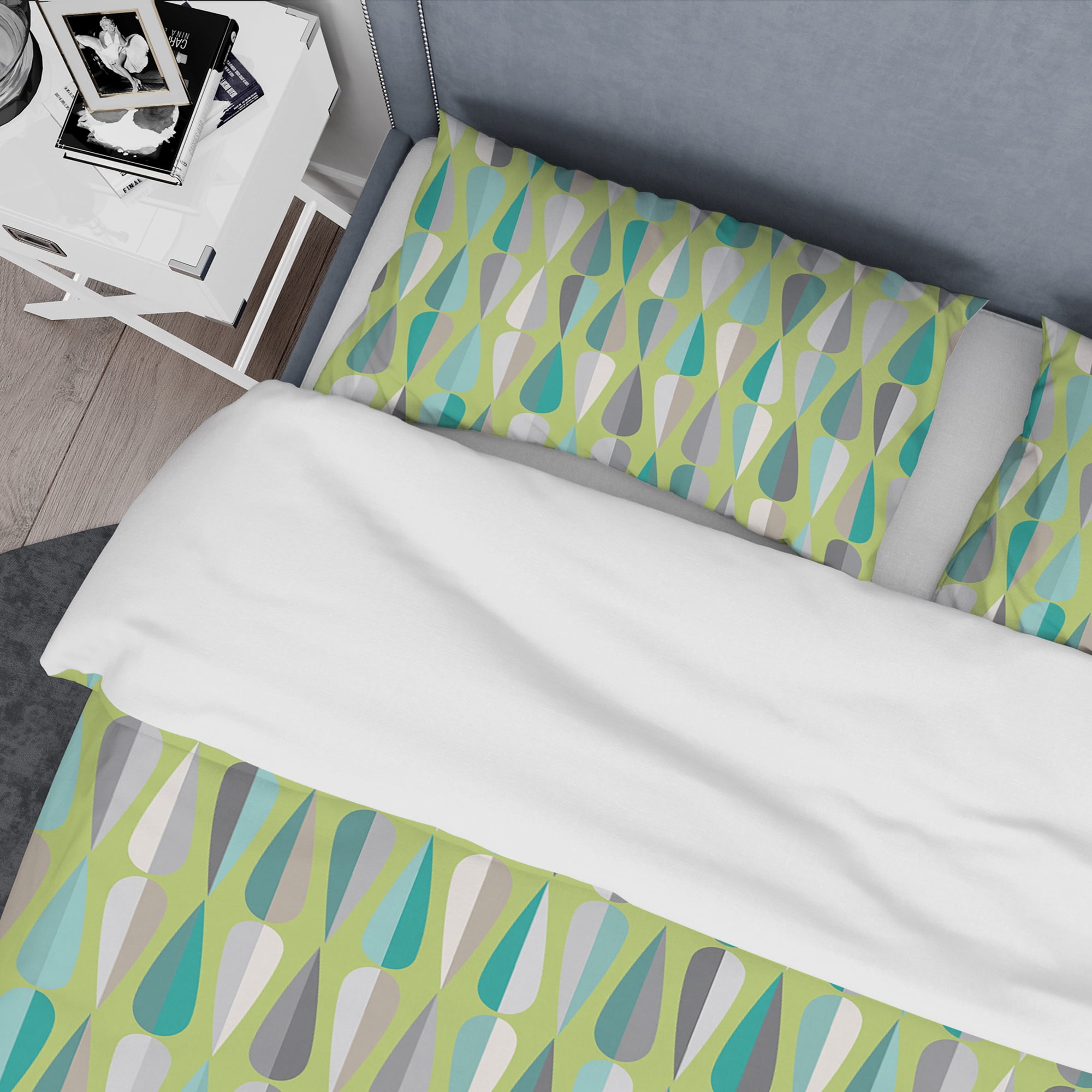 Designart 'Retro Abstract Drops VI' Mid-Century Modern Duvet Cover Set