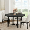 thumbnail image 1 of QinaQin 47 Inch Round Dining Table for 4, Wooden Circle Table with Metal Frame for Kitchen or Apartment, 1 of 12